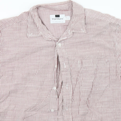 Topman Mens Red Striped   Button-Up Size L
