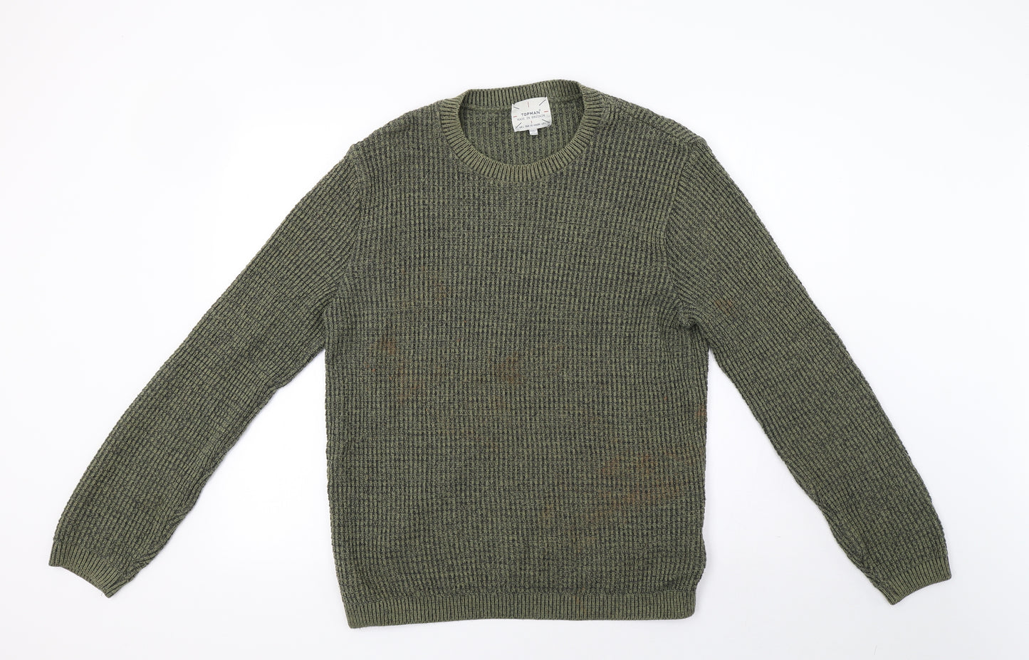 Topman Mens Green  Knit Pullover Sweatshirt Size L