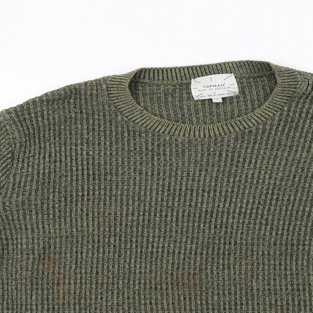 Topman Mens Green  Knit Pullover Sweatshirt Size L