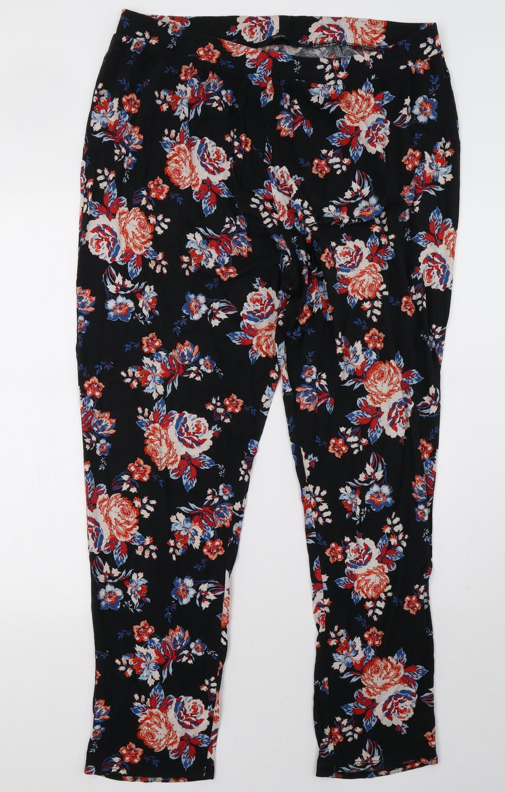George Womens Black Floral  Trousers  Size 18 L28 in