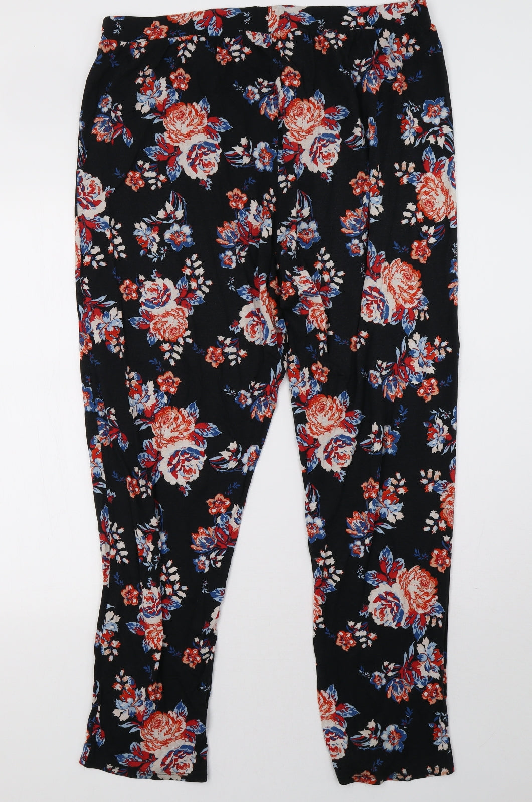 George Womens Black Floral  Trousers  Size 18 L28 in