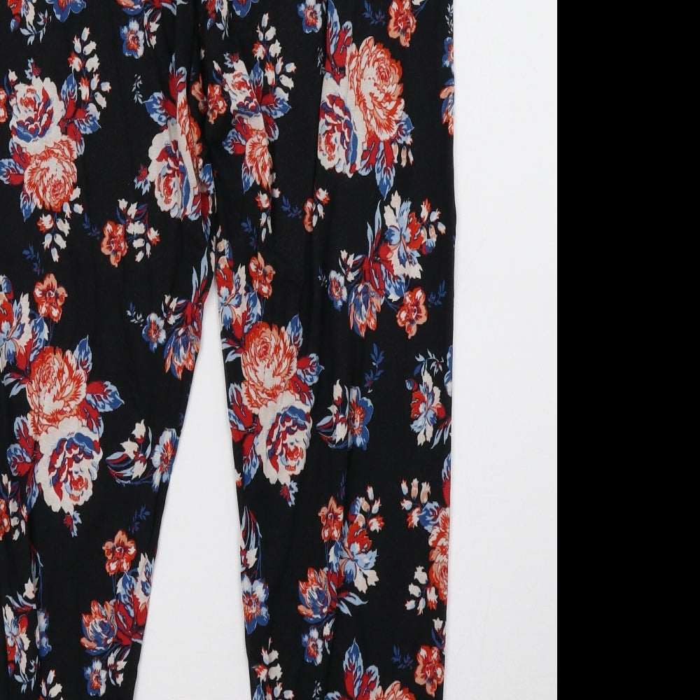 George Womens Black Floral  Trousers  Size 18 L28 in