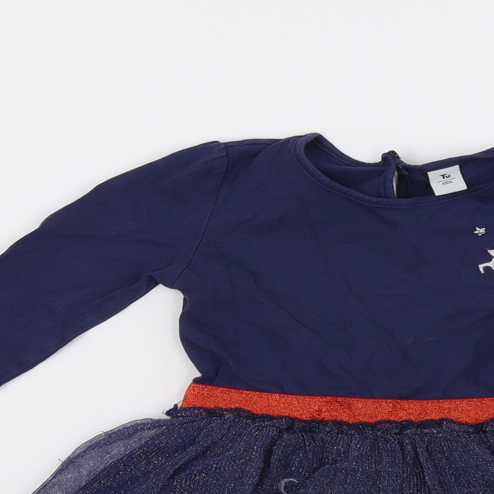 Sainsburys Girls Blue   A-Line  Size 3-4 Years  - christmas