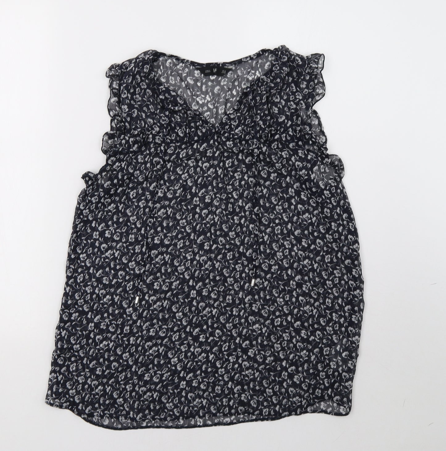 F&F Womens Blue Floral Mesh Basic Blouse Size 14