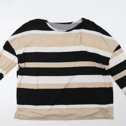 PEP&CO Womens Beige Striped  Pullover Sweatshirt Size 16