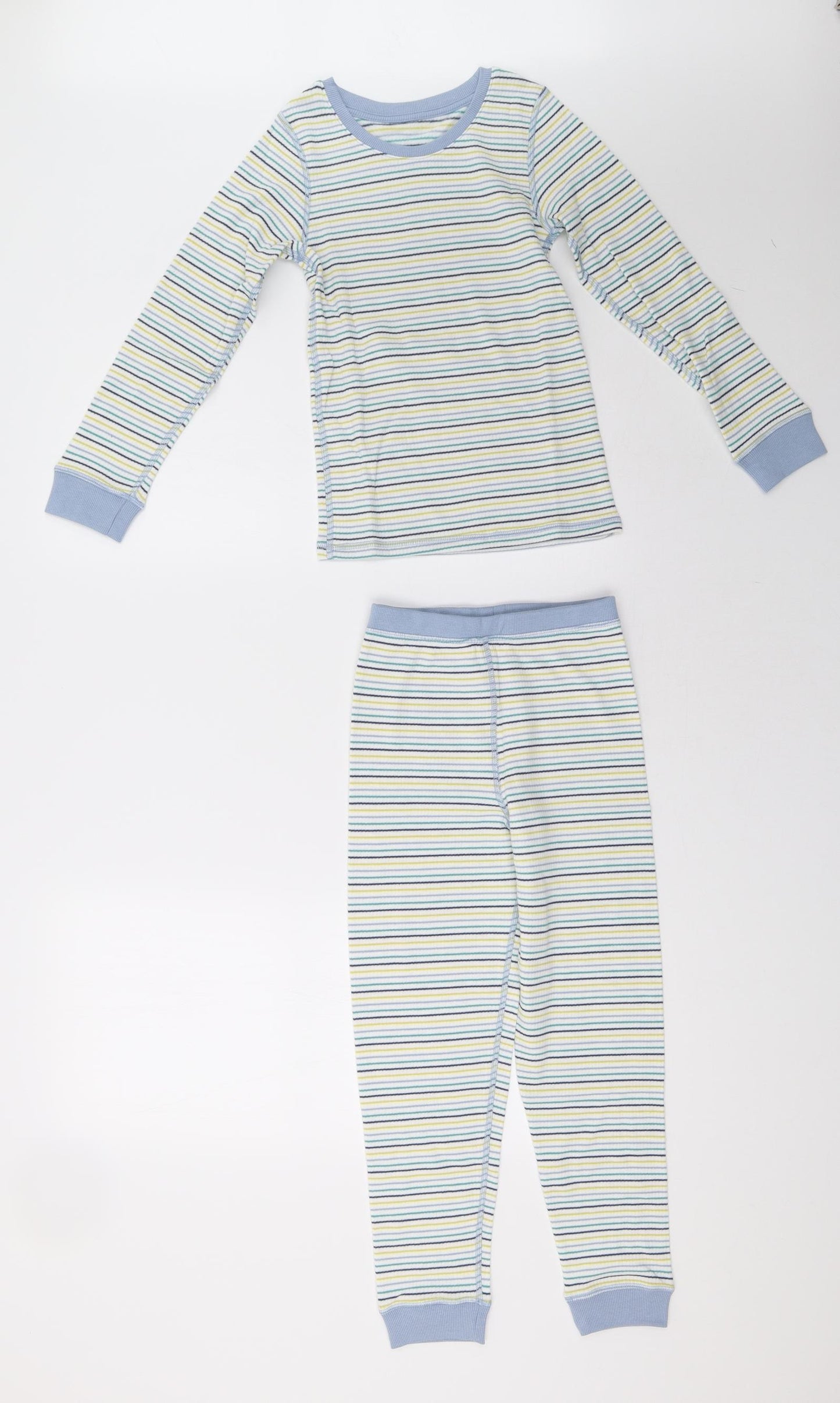 Marks and Spencer Boys White Striped   Pyjama Set Size 7-8 Years