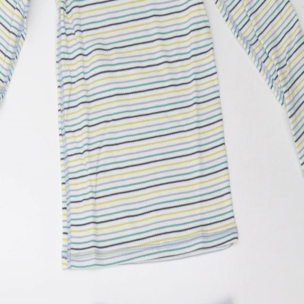 Marks and Spencer Boys White Striped   Pyjama Set Size 7-8 Years