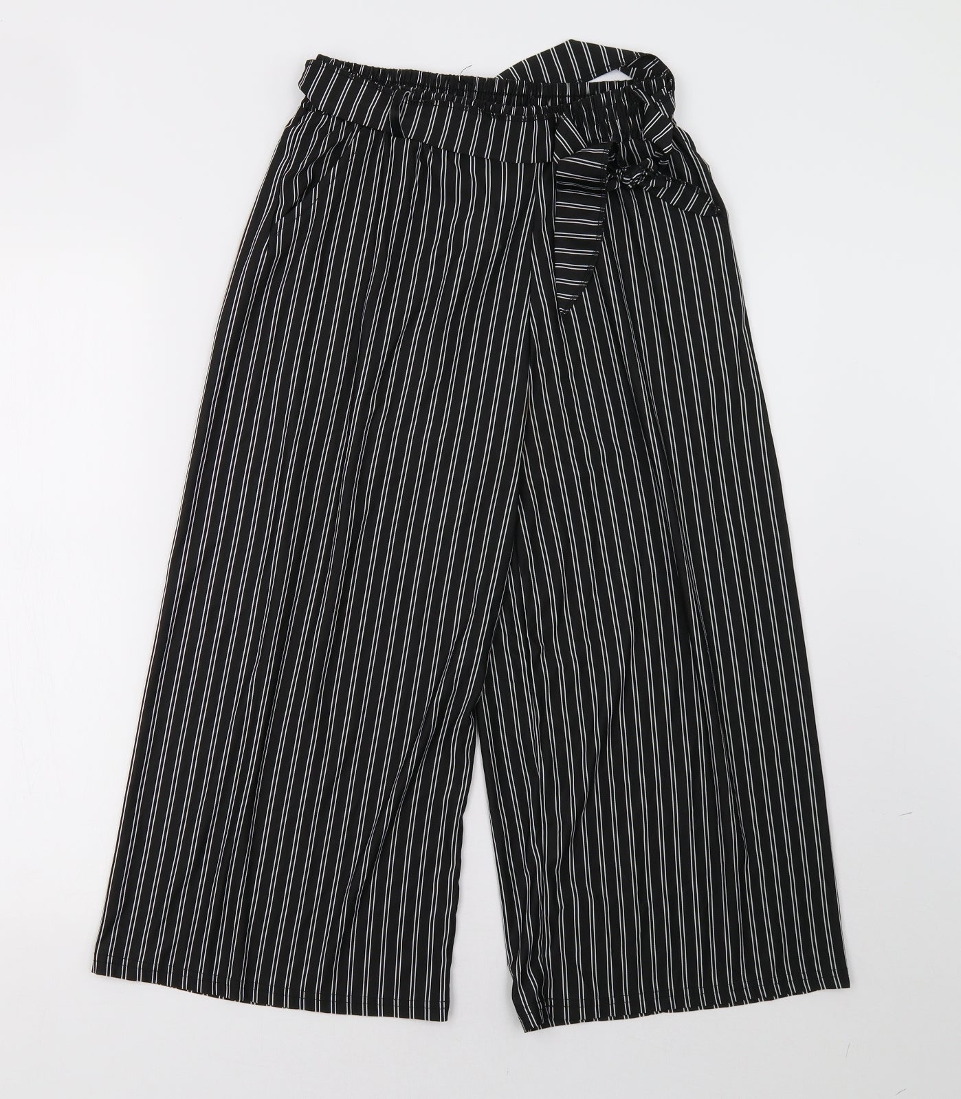 Preworn Womens Black Striped  Cropped Trousers Size M L20 in