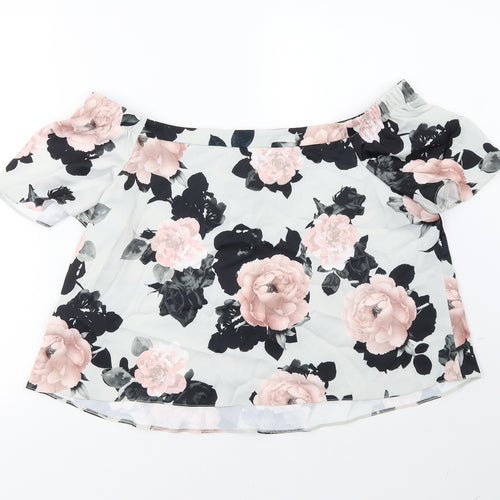 New Look Womens Blue Floral  Basic Blouse Size 14