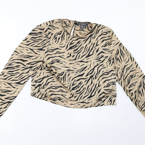 Primark Womens Brown Animal Print  Basic Blouse Size 10