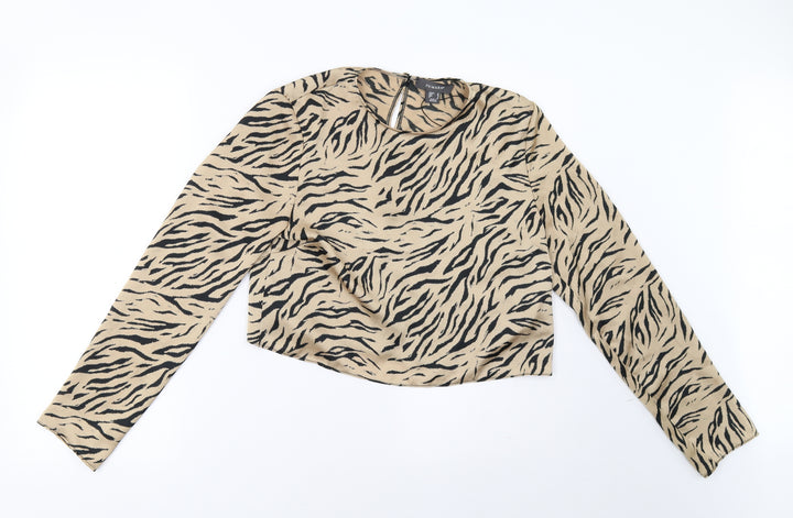 Primark Womens Brown Animal Print Basic Blouse Size 10