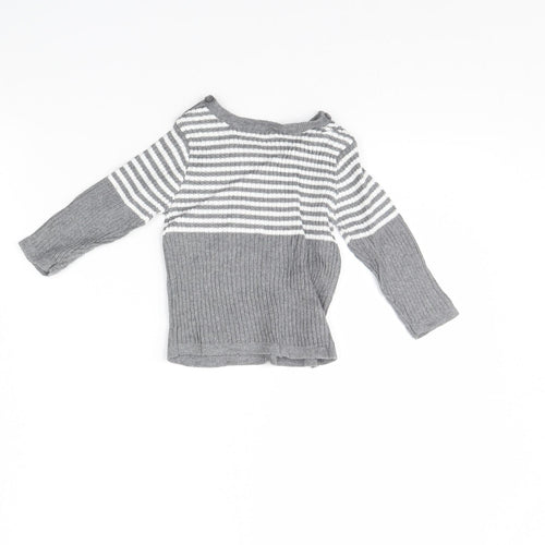 Preworn Baby Grey Striped  Pullover Jumper Size 3-6 Months