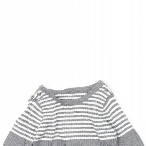 Preworn Baby Grey Striped  Pullover Jumper Size 3-6 Months