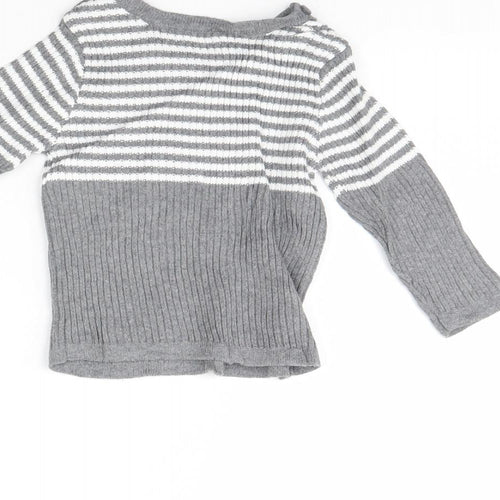 Preworn Baby Grey Striped  Pullover Jumper Size 3-6 Months