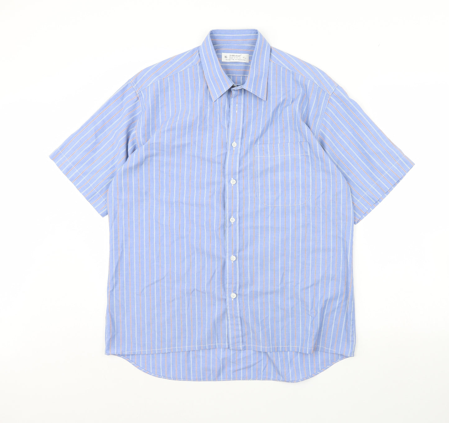 St michael Mens Blue Striped   Dress Shirt Size 16