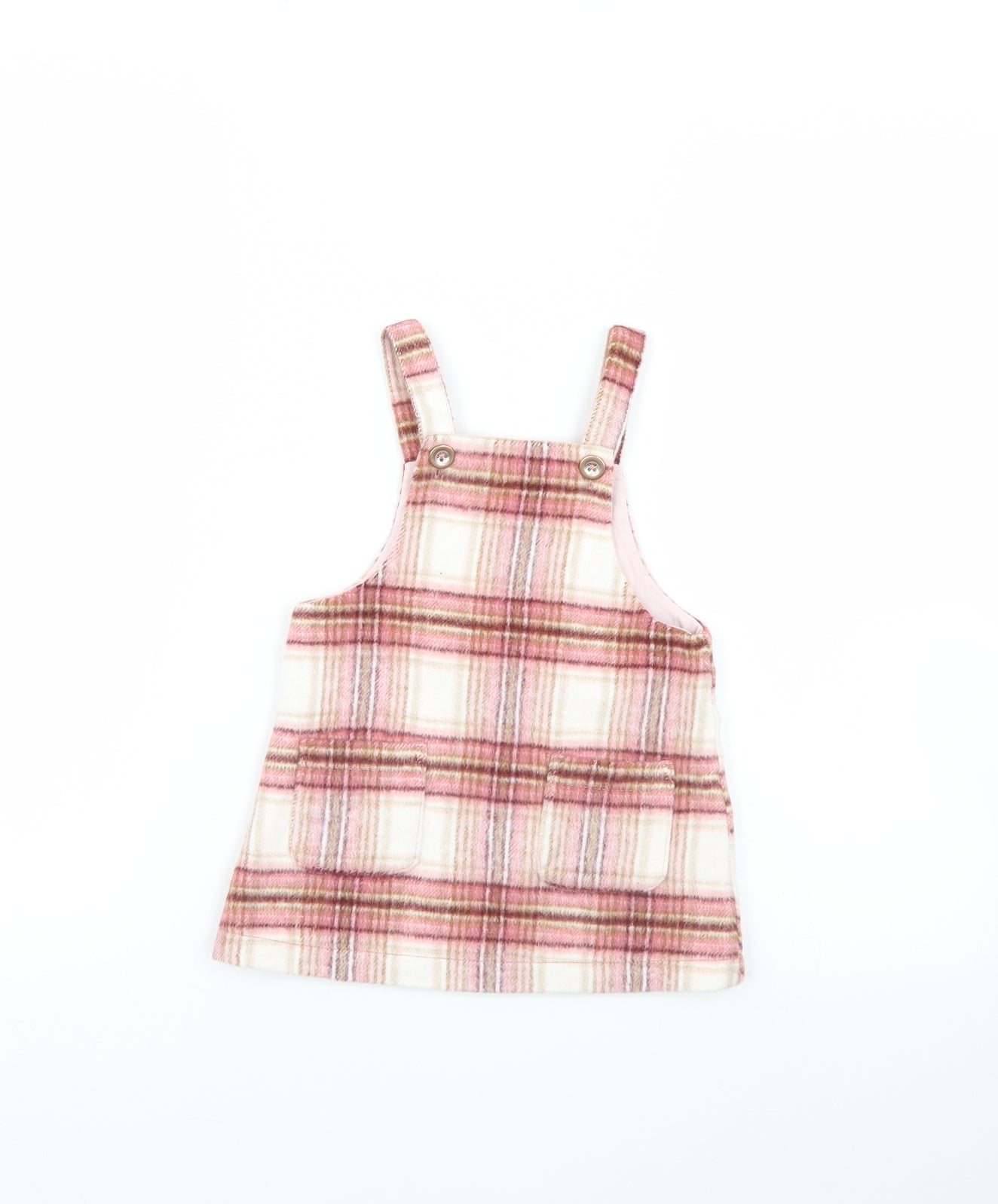 NEXT Girls Pink Check  Pinafore/Dungaree Dress  Size 12 Months