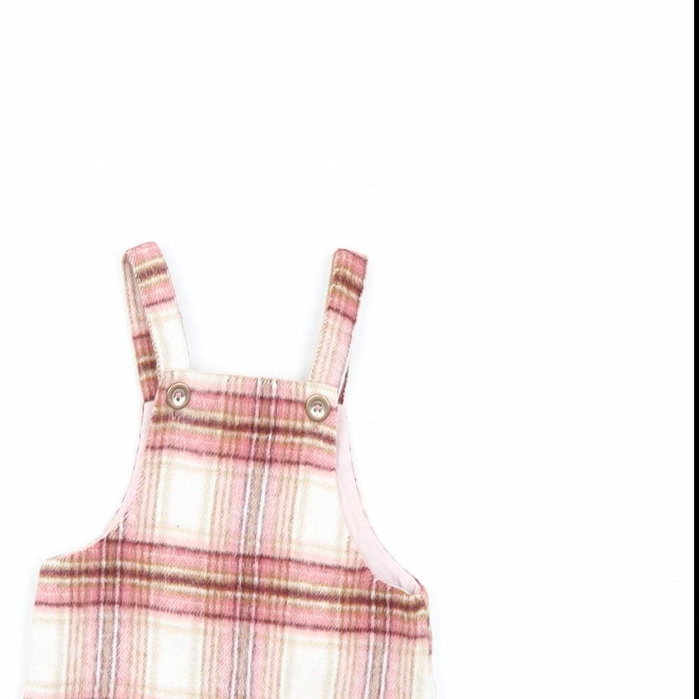 NEXT Girls Pink Check  Pinafore/Dungaree Dress  Size 12 Months
