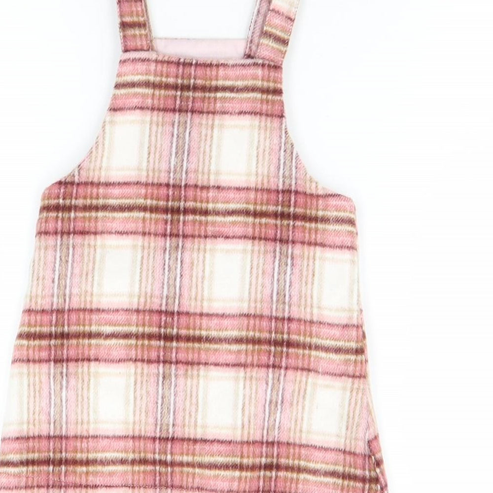 NEXT Girls Pink Check  Pinafore/Dungaree Dress  Size 12 Months