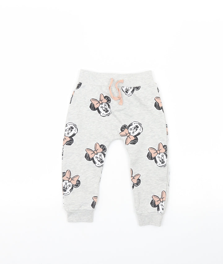 George Girls Grey Animal Print  Jogger Trousers Size 12 Years - Minnie mouse