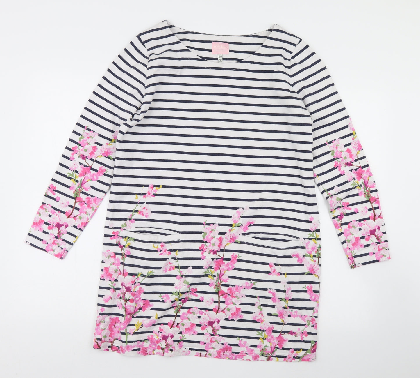Joules Womens White Striped  Pullover Jumper Size 16