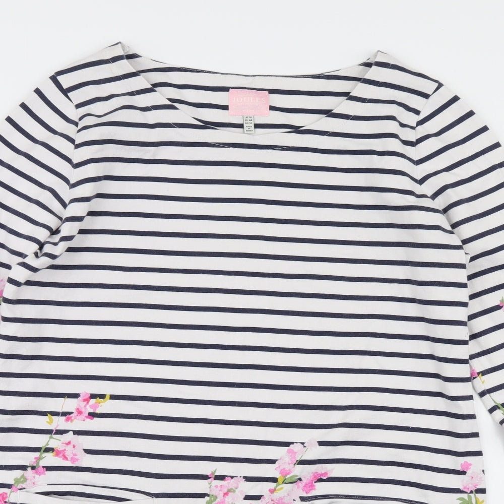 Joules Womens White Striped  Pullover Jumper Size 16