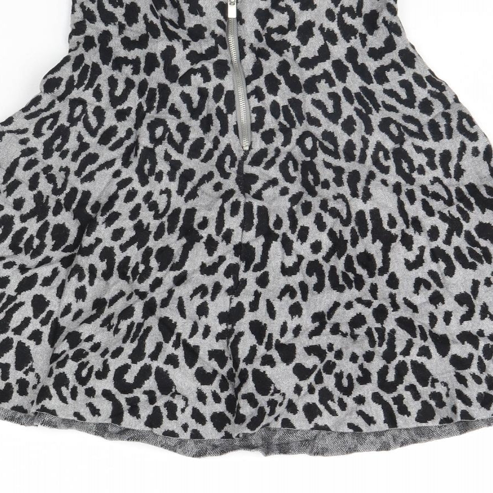 Atmosphere Womens Grey Animal Print  Mini Skirt Size 12