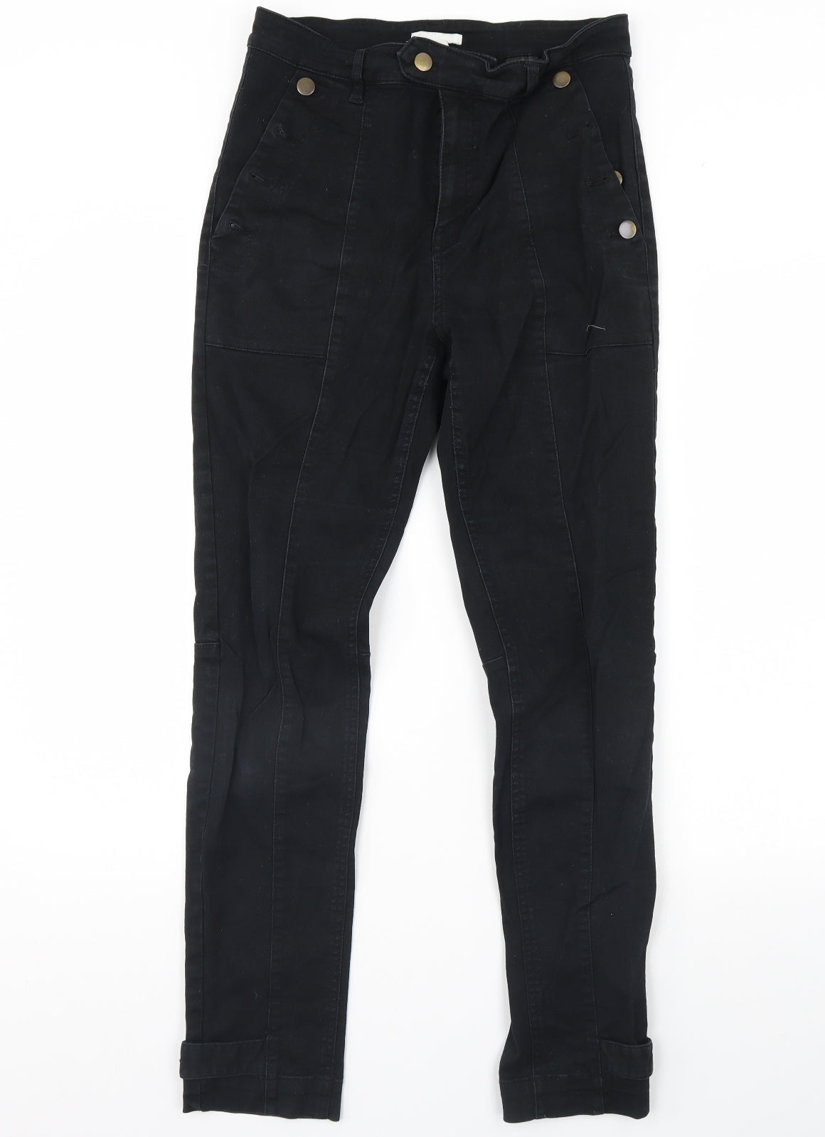 H&M Womens Black  Denim Straight Jeans Size 14 L30 in