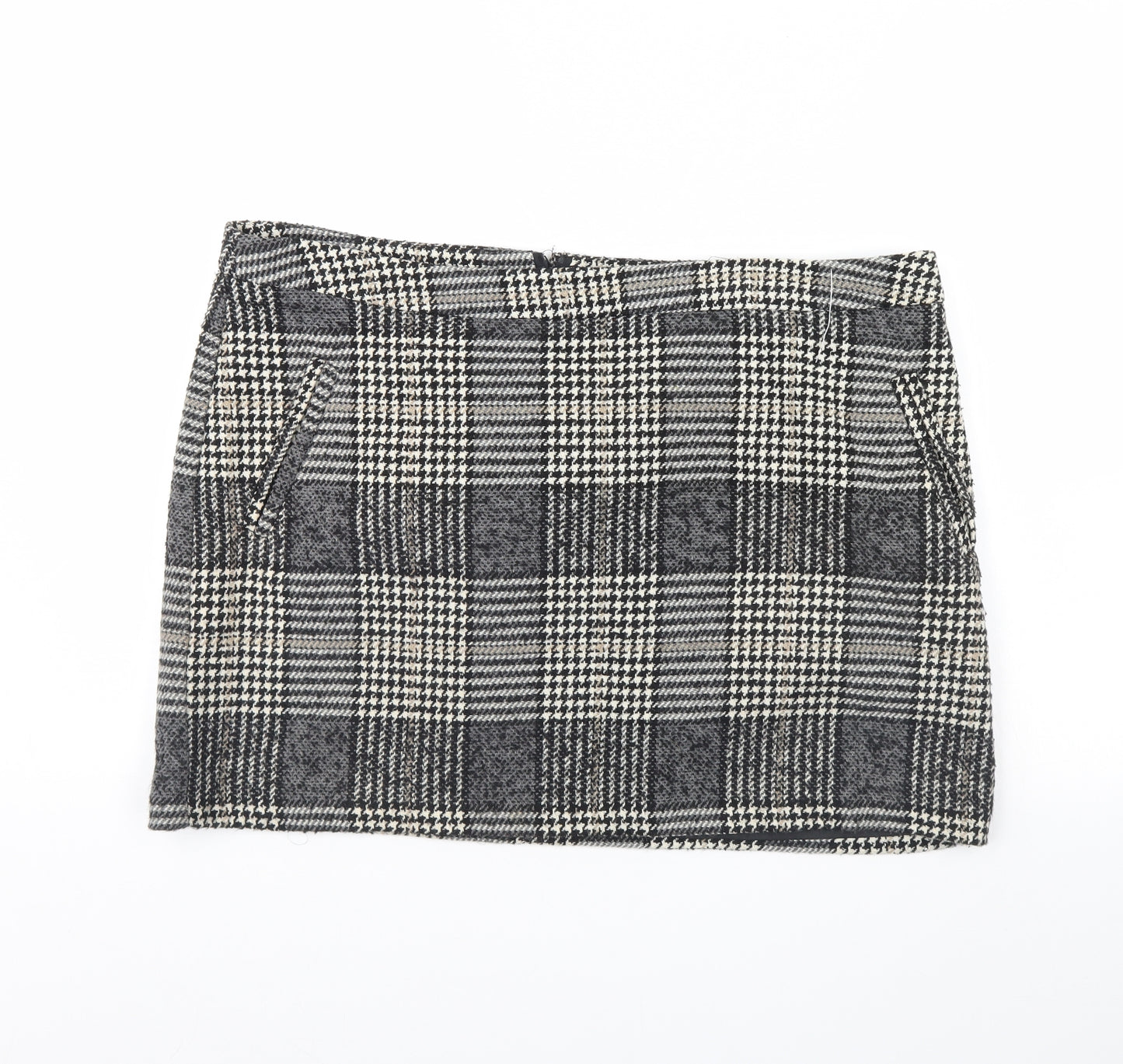 New Look Womens Beige Check  Mini Skirt Size 18