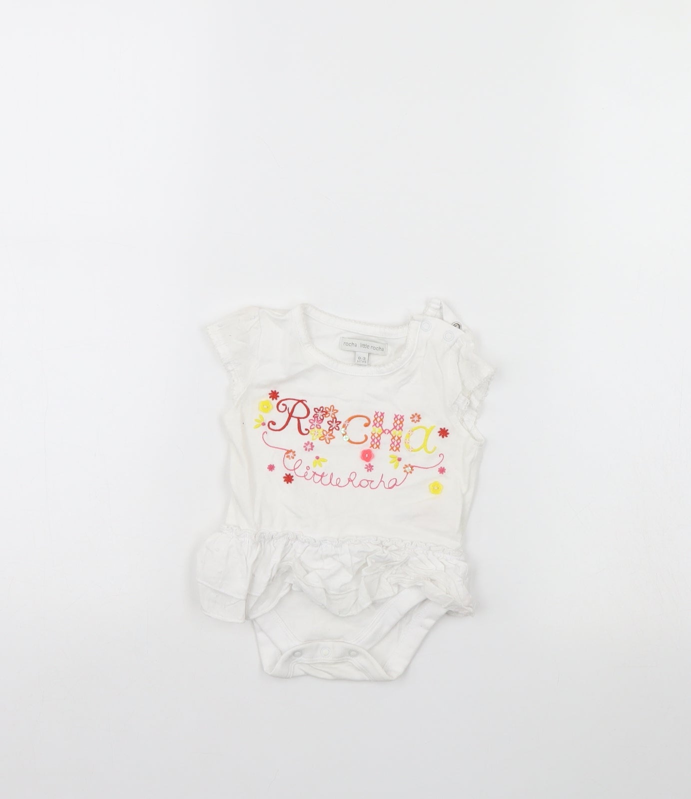 Rocha Little Rocha Girls White   Babygrow One-Piece Size 0-3 Months