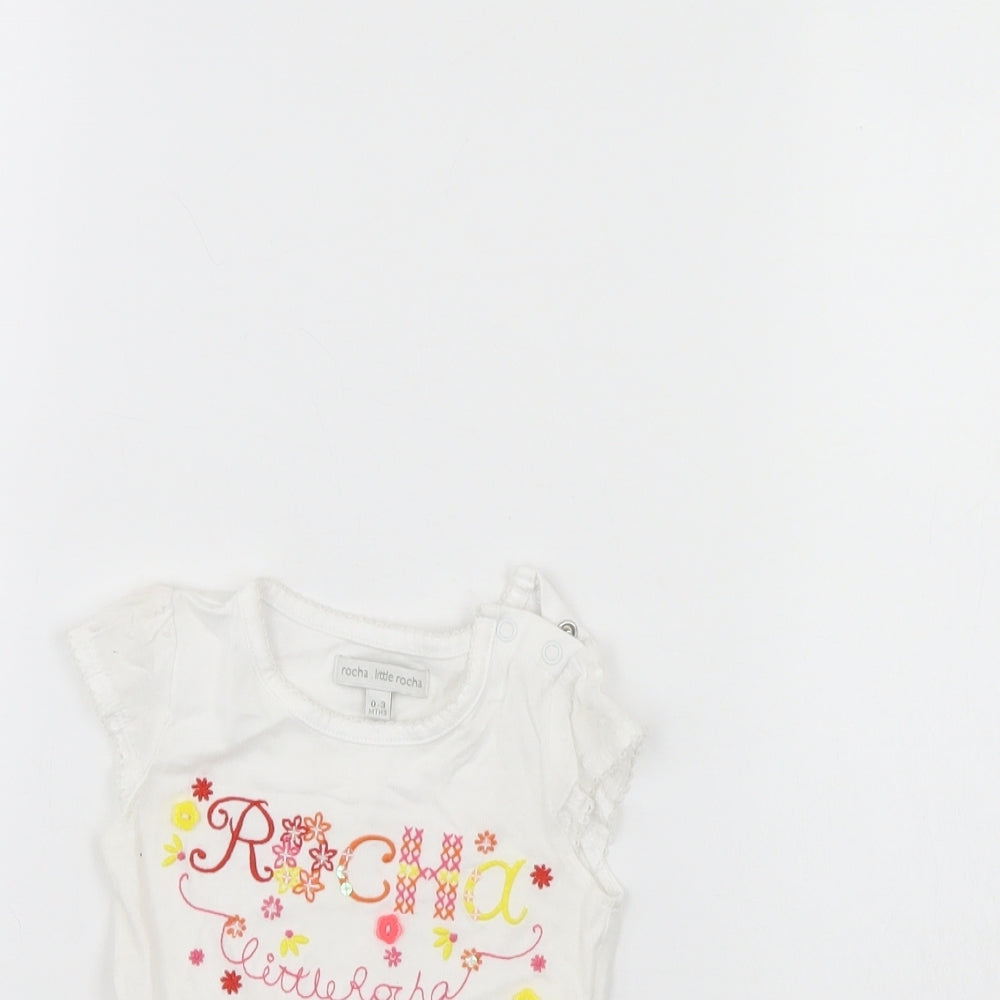 Rocha Little Rocha Girls White   Babygrow One-Piece Size 0-3 Months