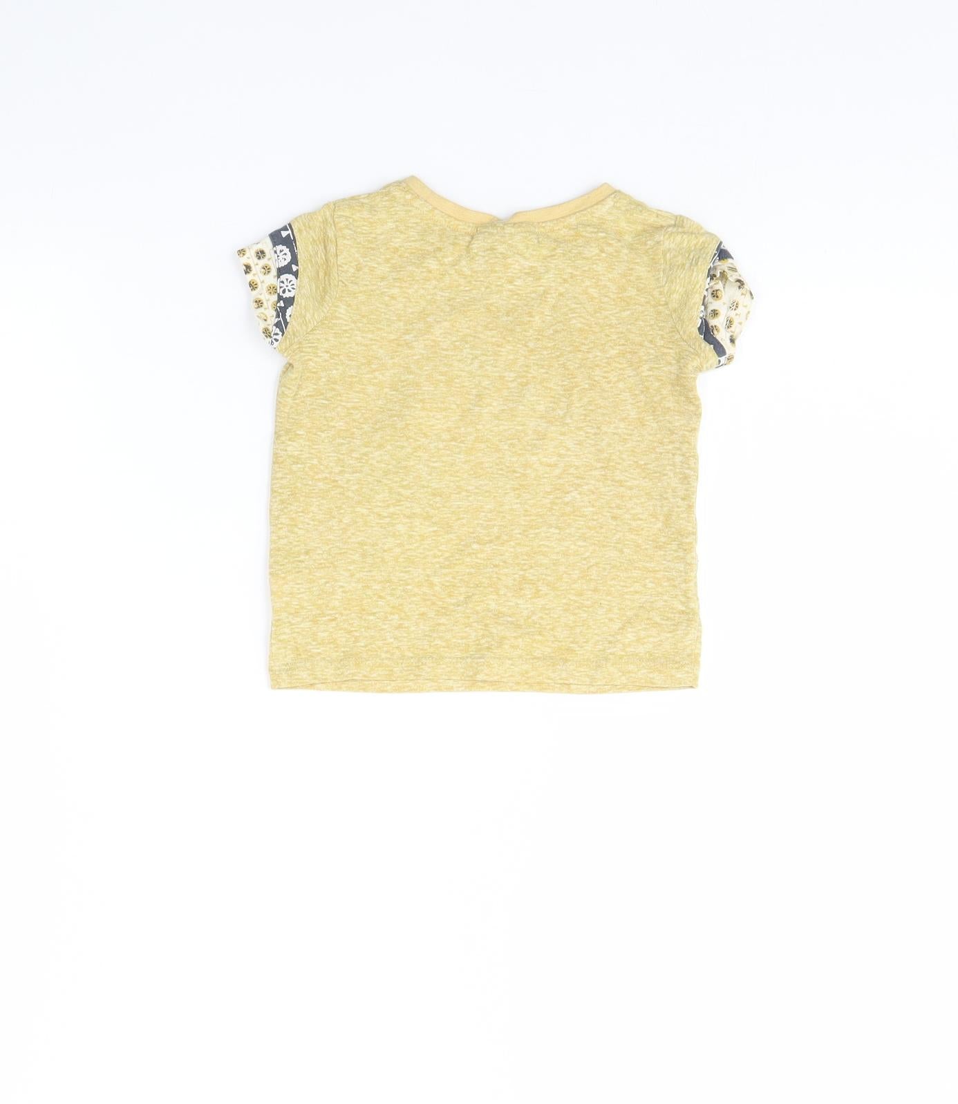 NEXT Girls Yellow   Basic T-Shirt Size 9-12 Months  - Elephant