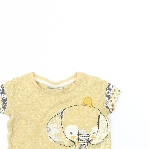 NEXT Girls Yellow   Basic T-Shirt Size 9-12 Months  - Elephant