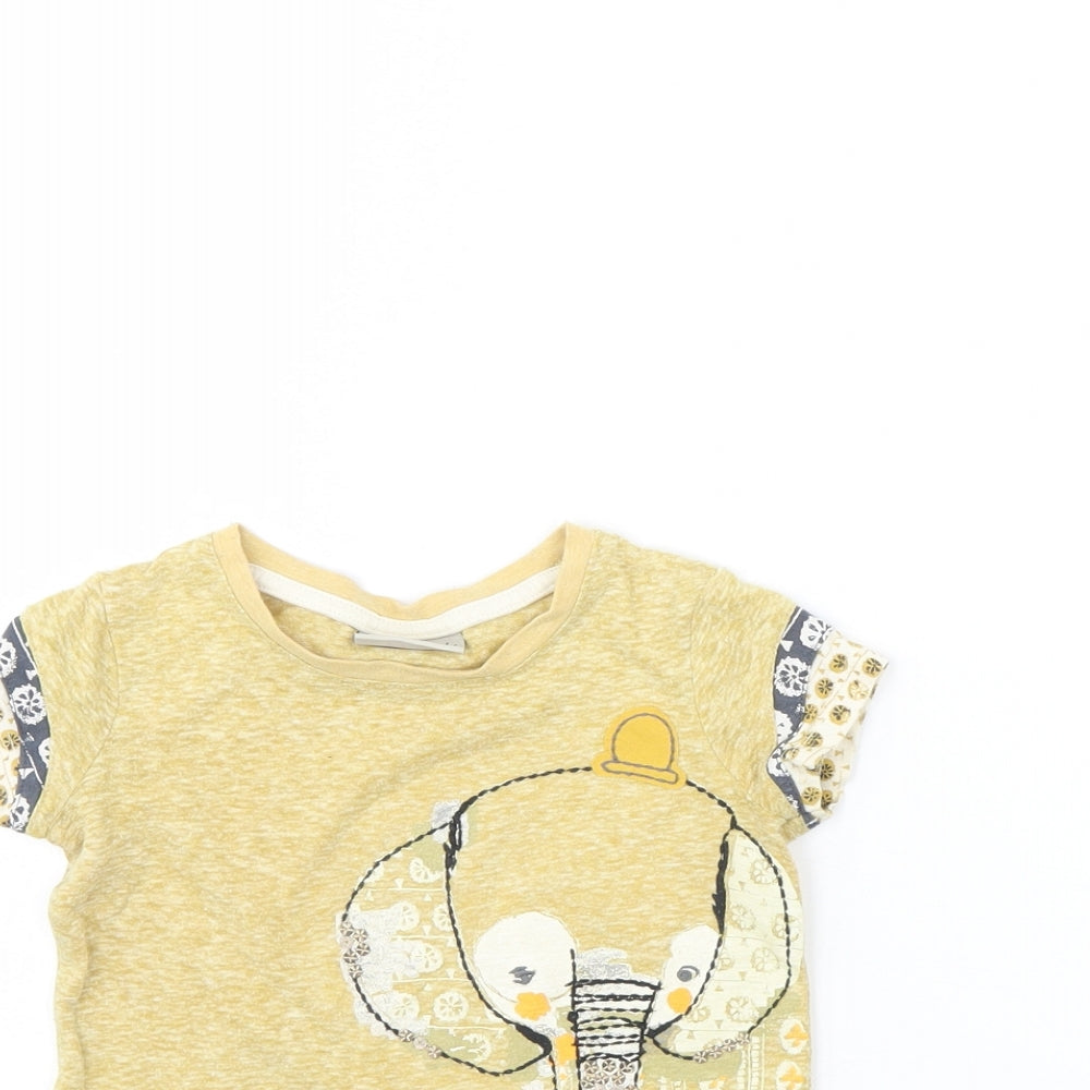 NEXT Girls Yellow   Basic T-Shirt Size 9-12 Months  - Elephant