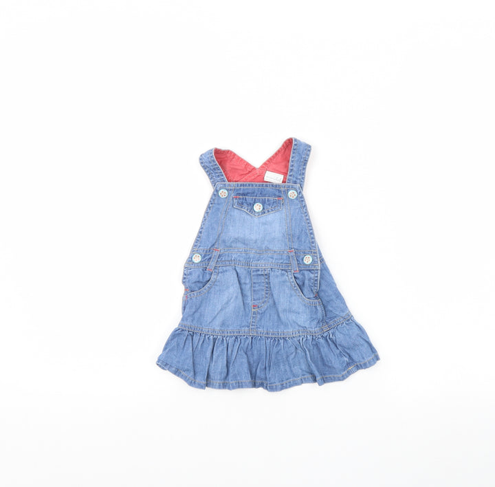 Mini Club Girls Blue Denim Pinafore/Dungaree Dress Size 3-6 Months