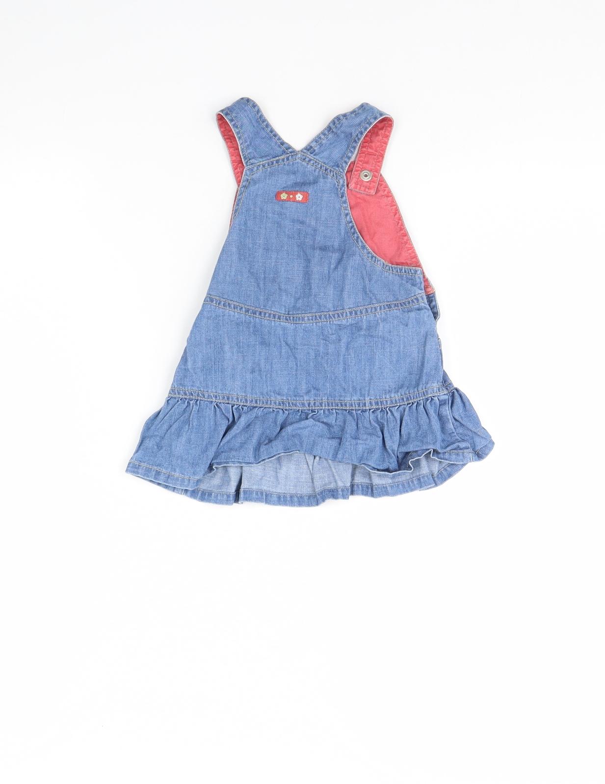 Mini Club Girls Blue  Denim Pinafore/Dungaree Dress  Size 3-6 Months