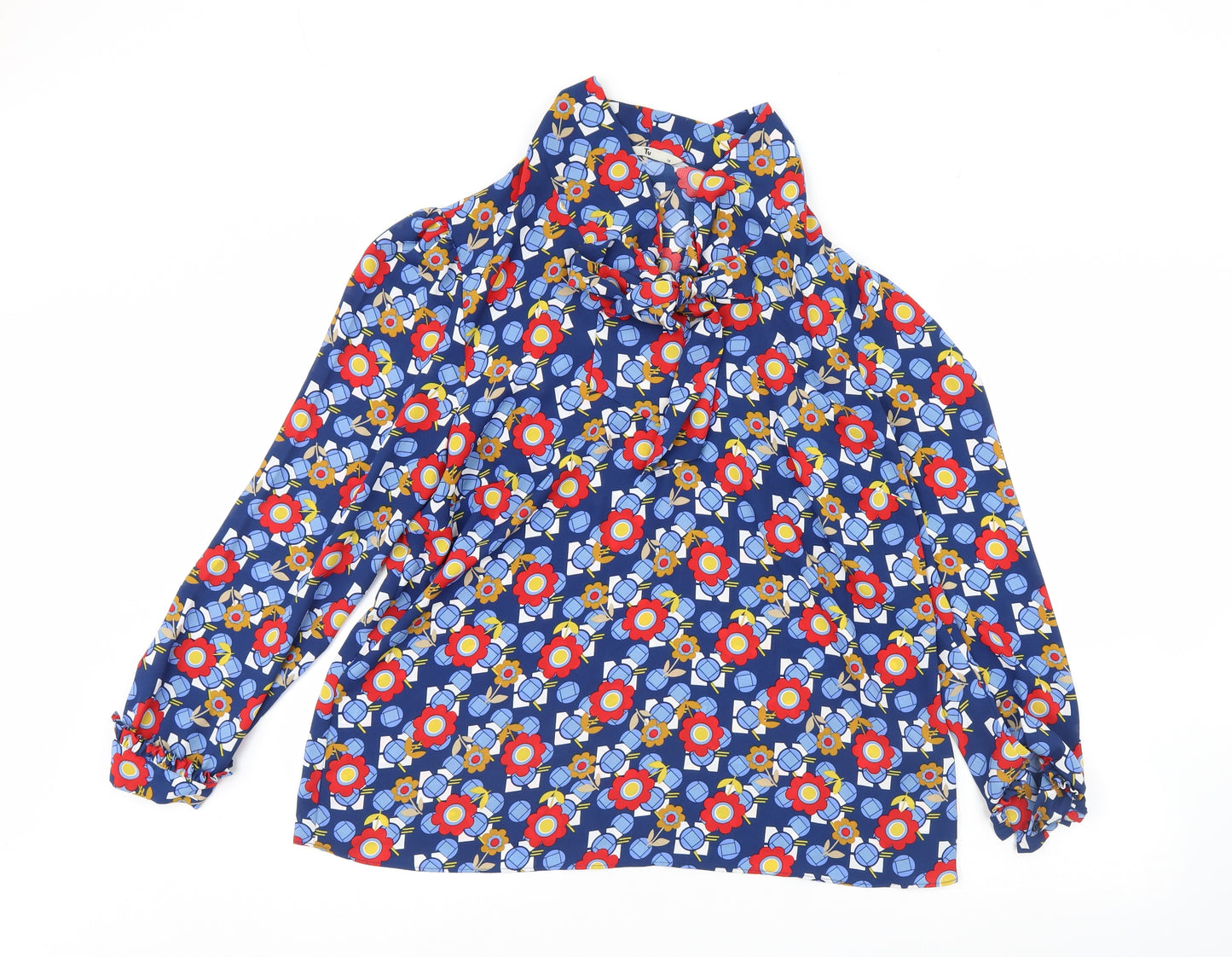 TU Womens Blue Floral  Basic Blouse Size 18