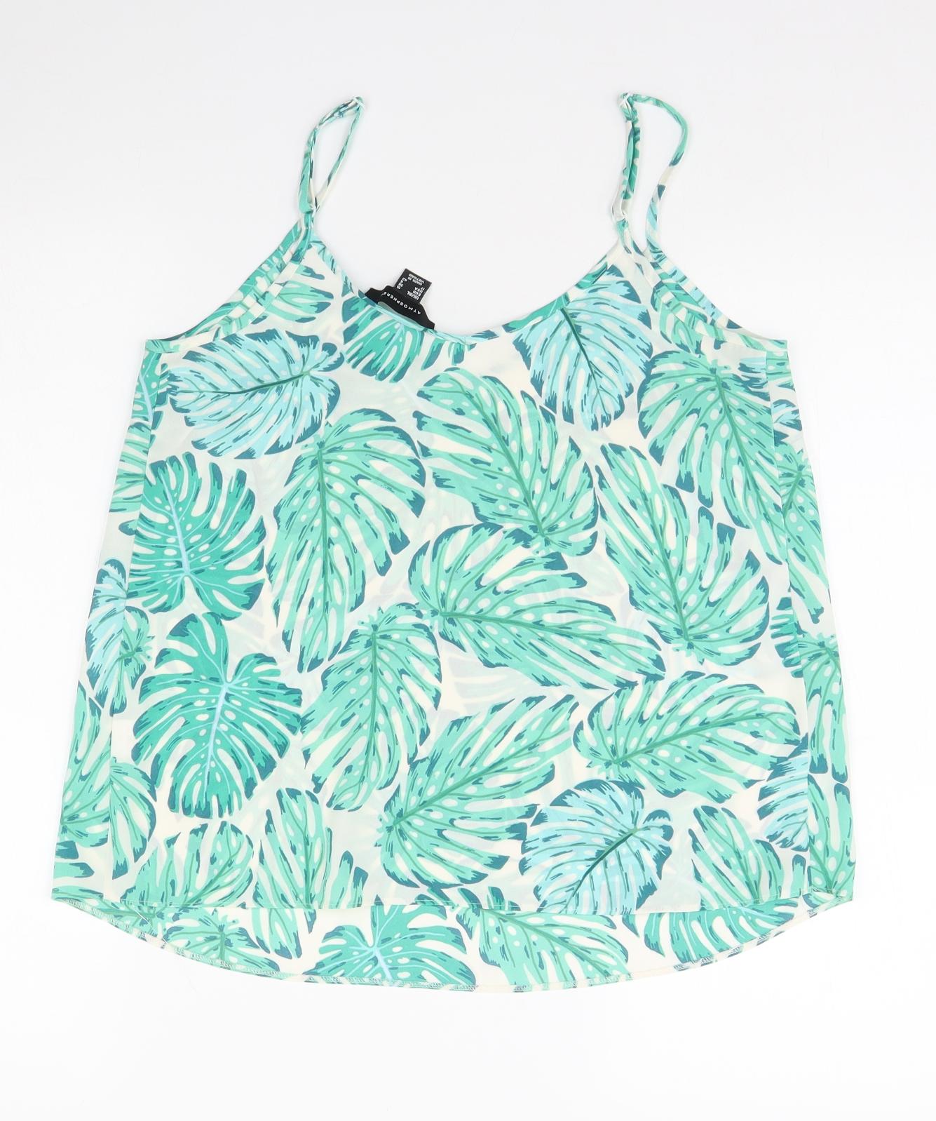 Atmosphere Womens Green Floral  Basic Tank Size 10