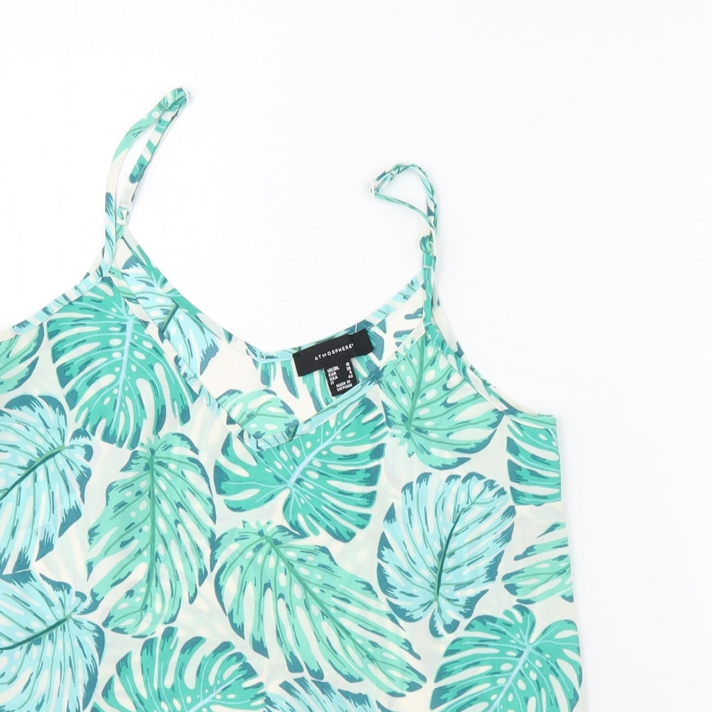 Atmosphere Womens Green Floral  Basic Tank Size 10