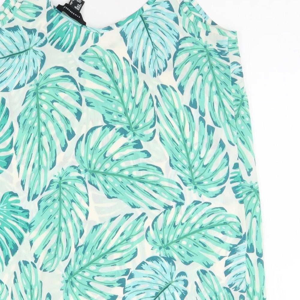 Atmosphere Womens Green Floral  Basic Tank Size 10