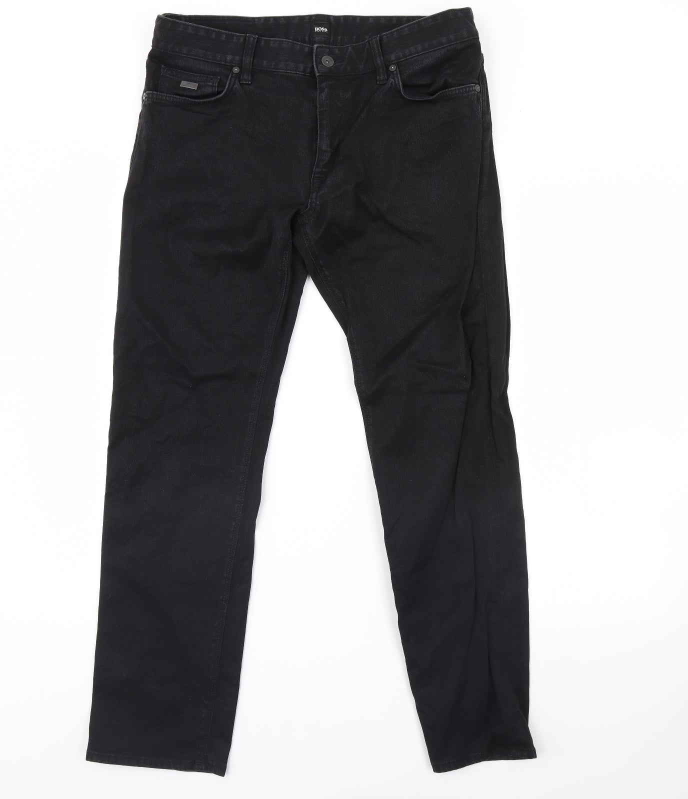 HUGO BOSS Womens Black  Denim Straight Jeans Size 34 L30 in