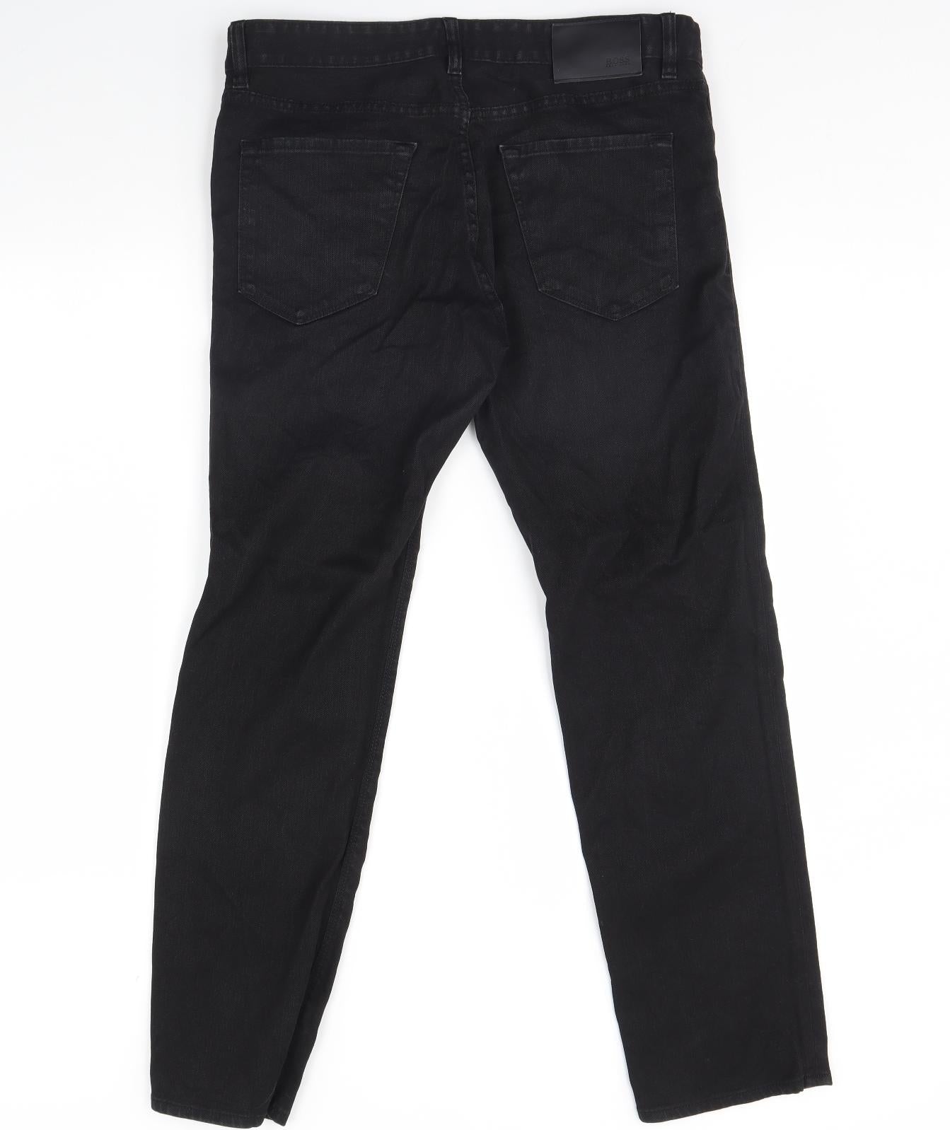 HUGO BOSS Womens Black  Denim Straight Jeans Size 34 L30 in