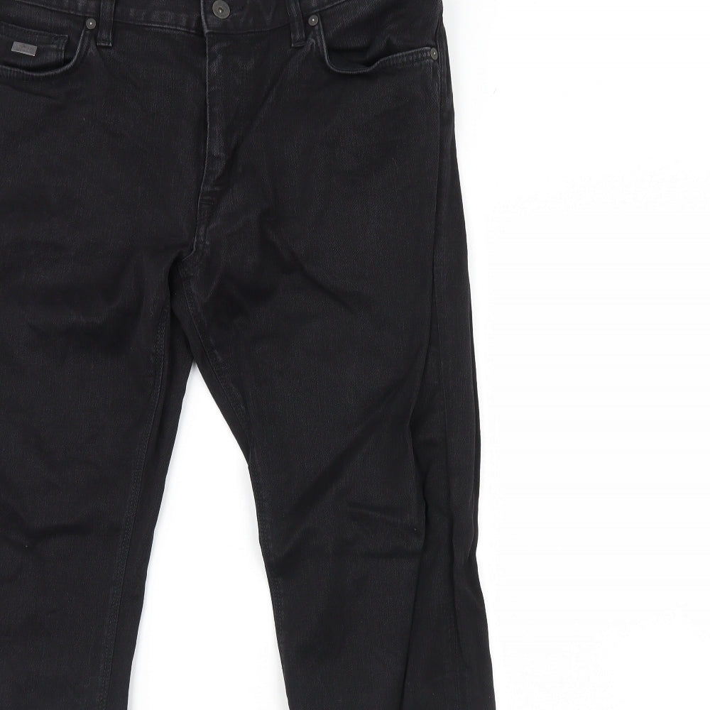 HUGO BOSS Womens Black  Denim Straight Jeans Size 34 L30 in