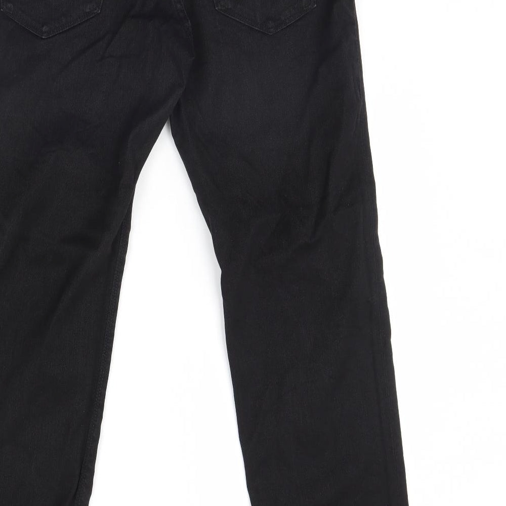 HUGO BOSS Womens Black  Denim Straight Jeans Size 34 L30 in