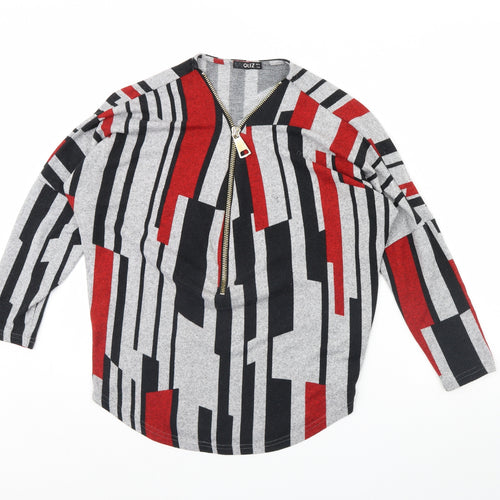 Quiz Womens Grey Striped  Basic Blouse Size 10