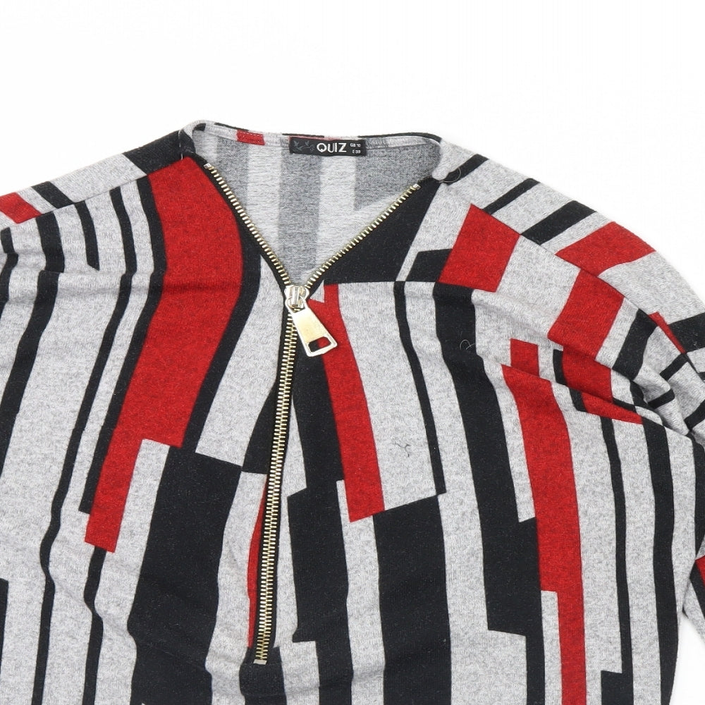 Quiz Womens Grey Striped  Basic Blouse Size 10