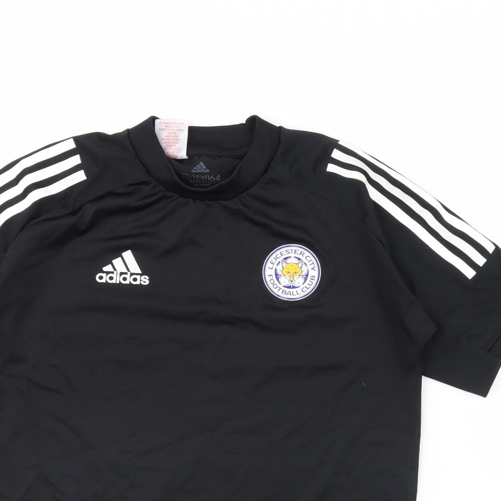 adidas Girls Black   Basic T-Shirt Size 13 Years  - Leicester City FC