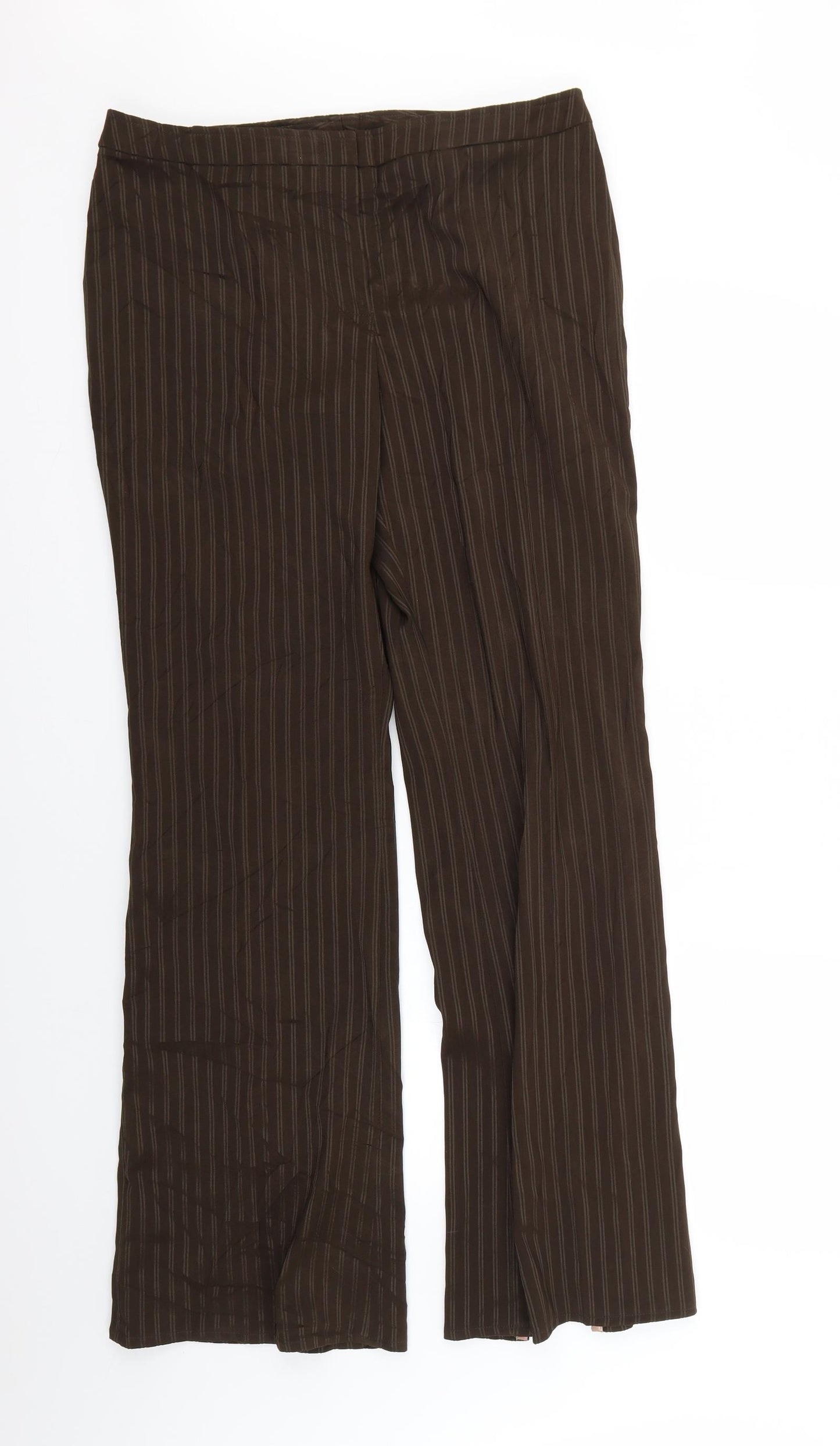 George Womens Brown Striped  Trousers  Size 14 L28 in