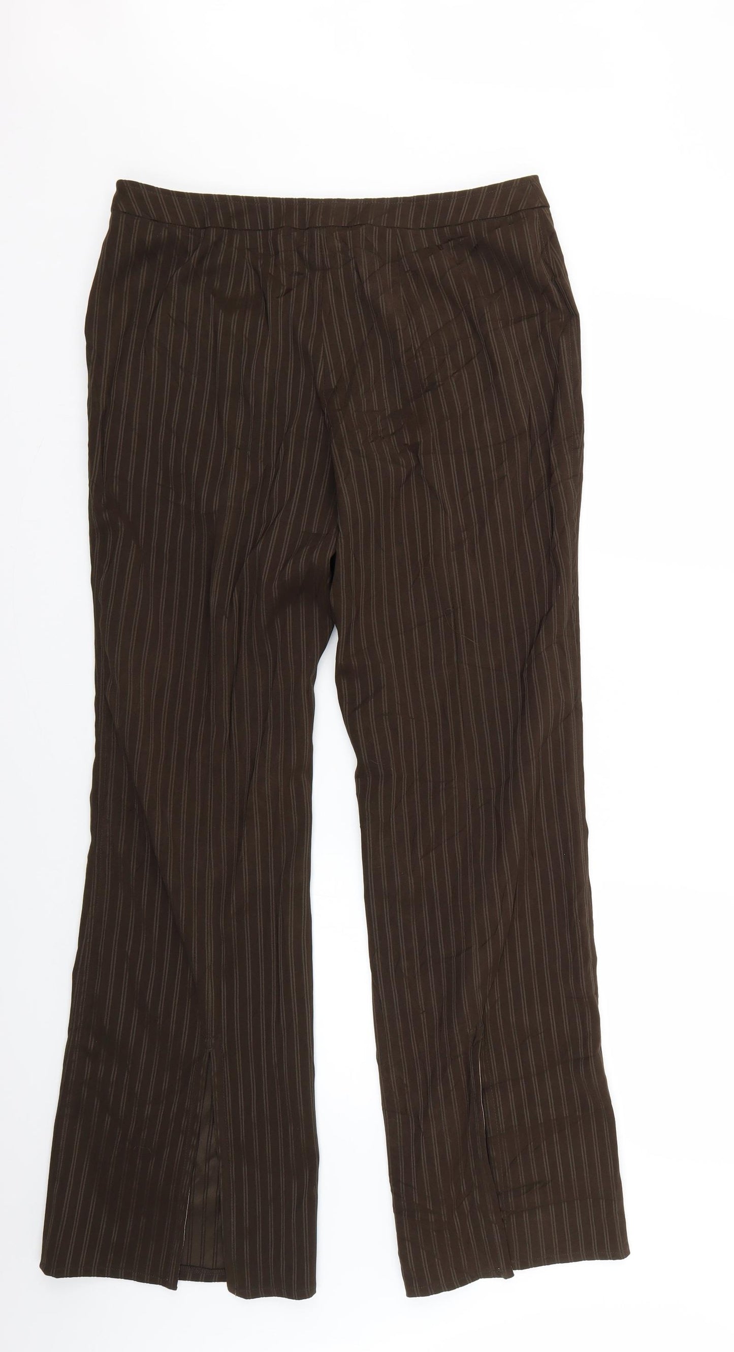 George Womens Brown Striped  Trousers  Size 14 L28 in