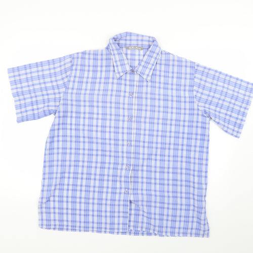 the pearl collection Womens Blue Check  Basic Button-Up Size 16