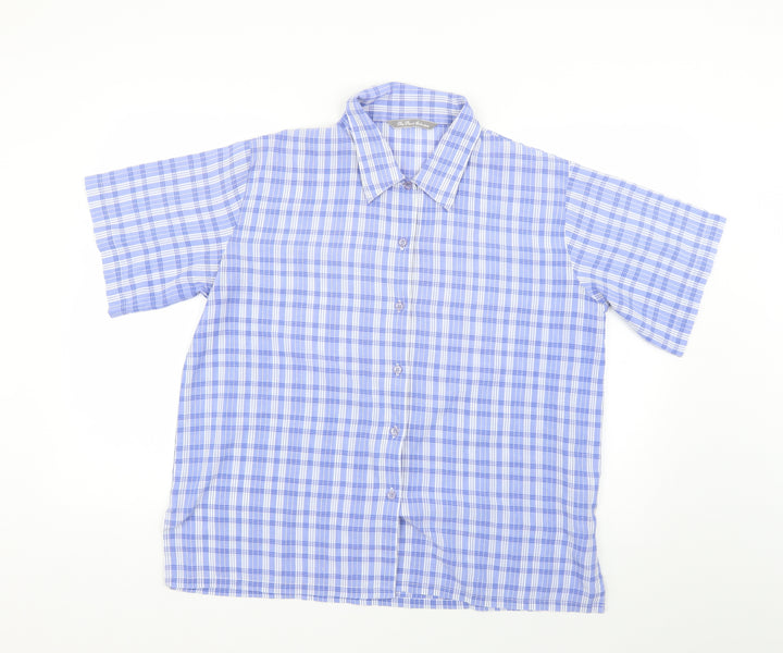 the pearl collection Womens Blue Check  Basic Button-Up Size 16